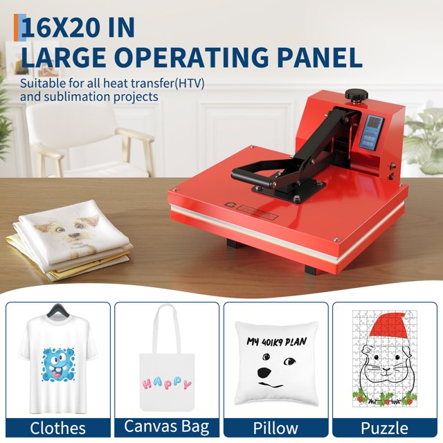 EDTara 16 x 20 Inch Heat Press, Even-Heat Transfer Machine With Digital Controls for t-Shirts, Canvas, and Apparel