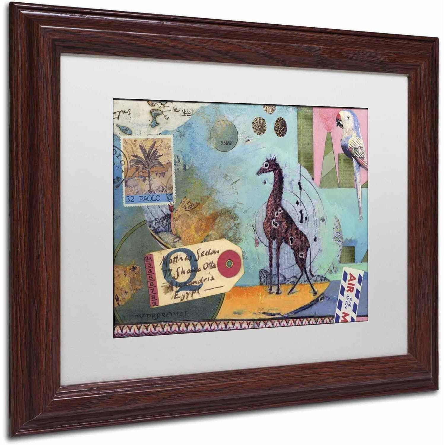 Trademark Fine Art 'Giraffe' Canvas Art by Nick Bantock, White Matte, Wood Frame