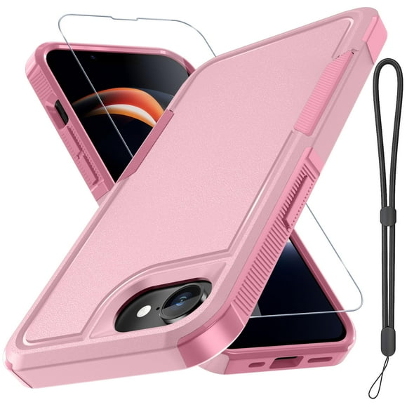 Funda RMOCR para iPhone 16E con protector de pantalla rosa