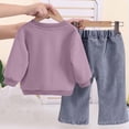 thumbnail image 7 of DJDLJWCJ 2 Piece Girls Casual Outfit Sets Bow Print Long Sleeve Crewneck Sweatshirt with Elastic Waist Wide Leg Pants Set Purple Size 12M, 7 of 7