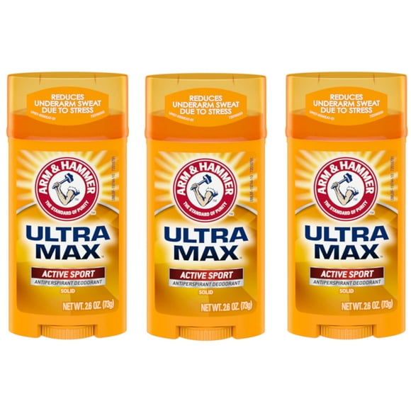 Arm and Hammer Ultra Max Solid Antiperspirant Deodorant Active Sport 2.6 oz. (Pack of 3)