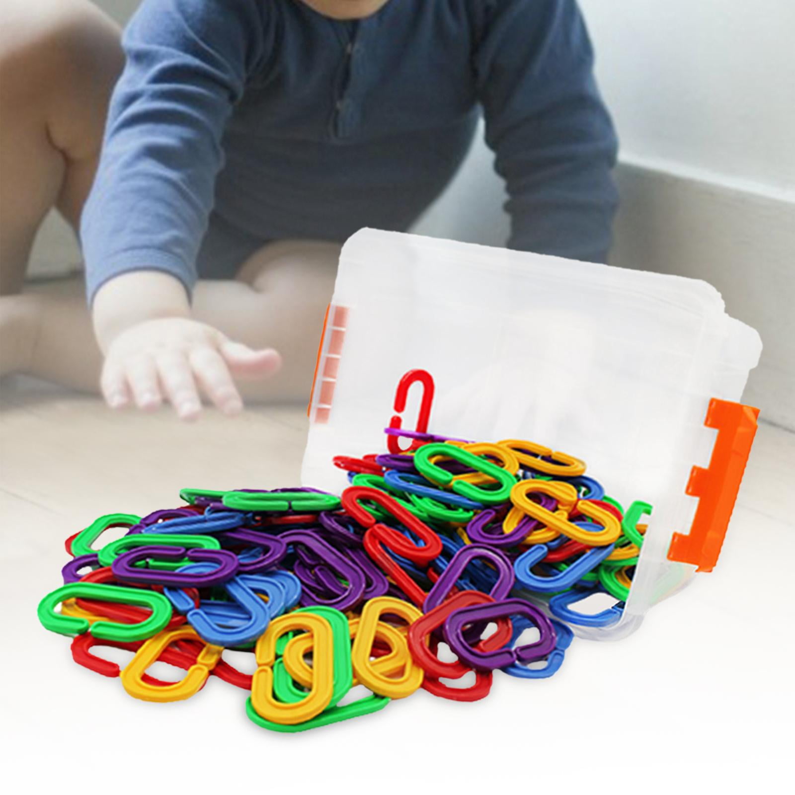 150Pcs Hooks Chain Links Parrot Bird Toy Cage Interchangeable Sensory Toys Colorful Links Rainbow C Links for Preschool Kids Children