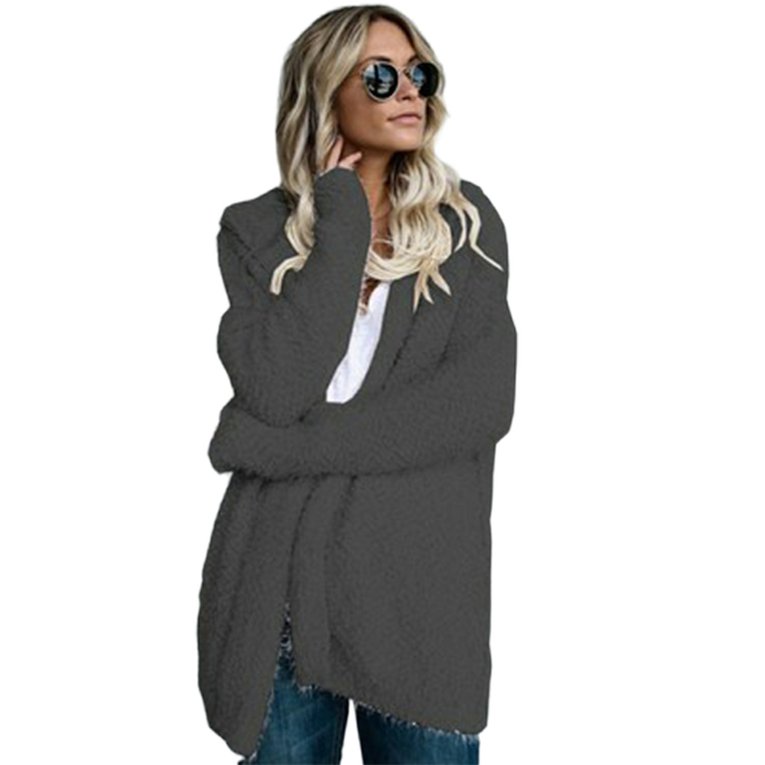 Hooded Cardigan Coat Women Casual Loose 