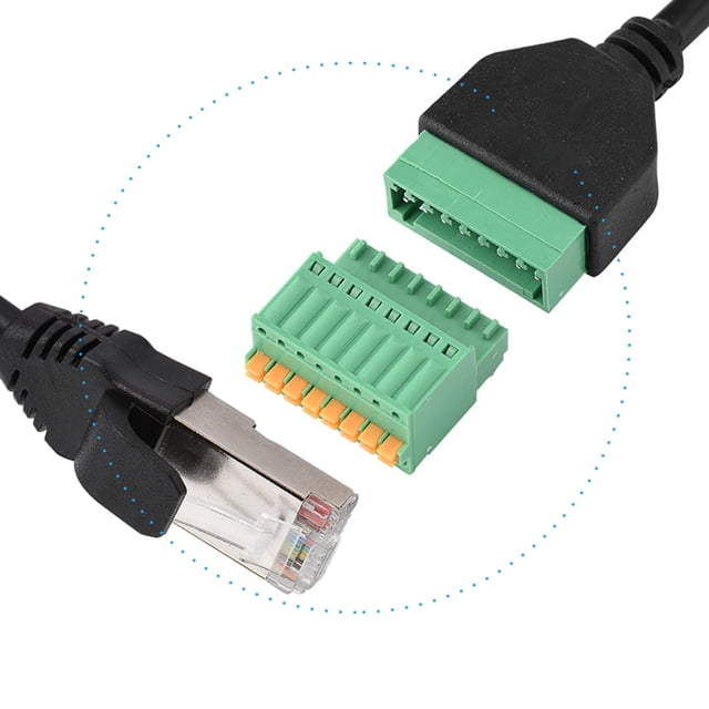 RJ45 Adapter Cable Plug to 8-Pin Spring Terminal Adapter with Shielded RJ45 Socket for Stable Signal Transmission UTP Cat5e Cat6 Cable