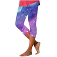 thumbnail image 3 of DDAPJ pyju Capri Leggings for Women 2025 Trendy Summer Cropped Pants Elastic Waist Slim Fit Yoga Bottom Pants Trendy 3D Print Casual Workout Capris Today's Sales Multicolor M, 3 of 6