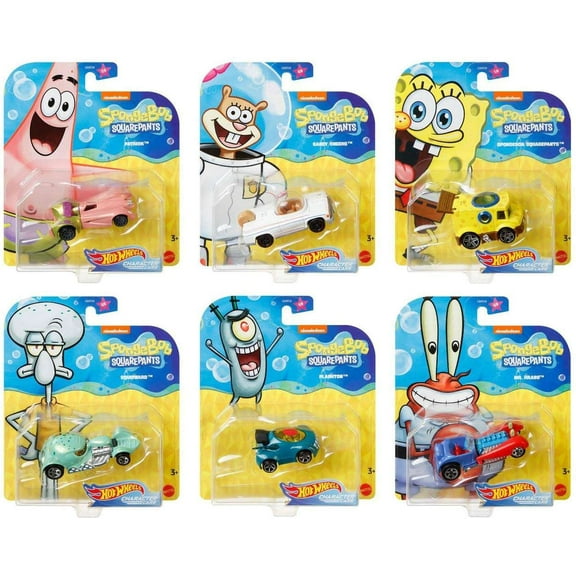 Underwater Wheels Spongebob Character Squarepants 6-Pack Car Bundle   Spongebob Yellow Bubble Van / Patrick Star / Squidward / Mr. Krabs / Plankton / Sandy Cheeks Racer Die-Cast 6 Items Bundle