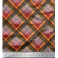 thumbnail image 1 of Soimoi Velvet Fabric Diagonal Check Print Fabric by The Yard 58 Inch Wide, 1 of 3
