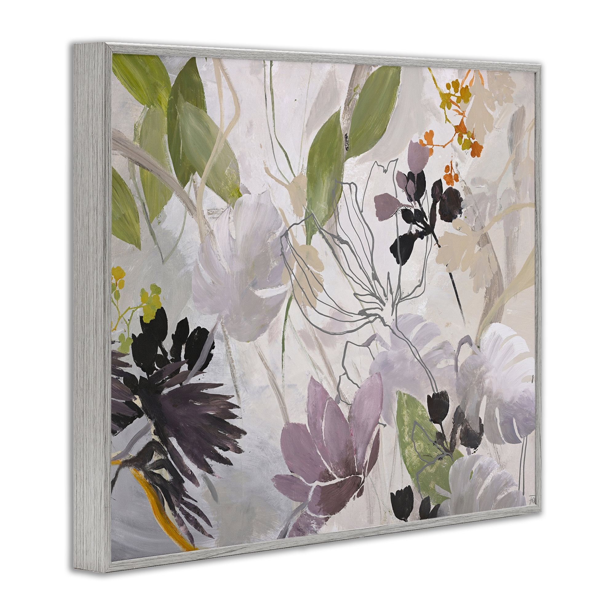 Soft Spring Organic Flora Gray Framed Giclee Art, design by Design Fabrikken