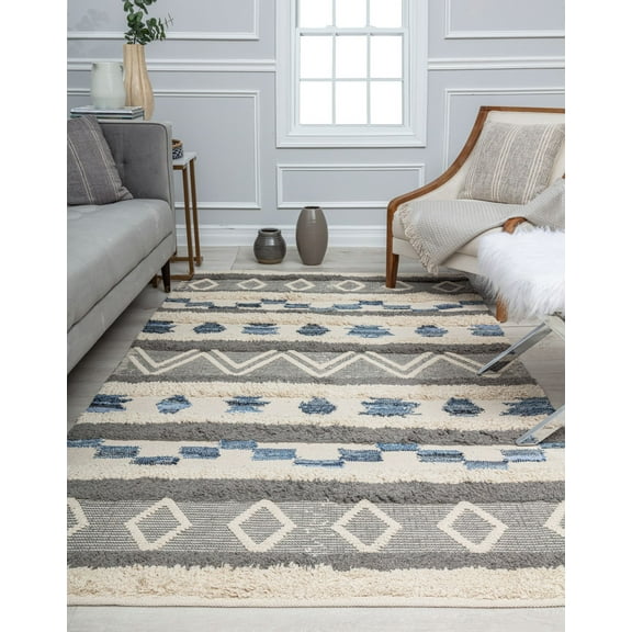 Rugs America YV10A Eternal Tribal Moroccan Gray Area Rug, 8'0"x10'0"
