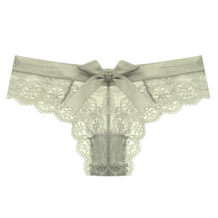 Zuwimk Cotton Thongs For Women Women s Low Waist Lace Thongs for Women V Back Panties Green S