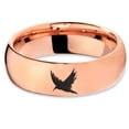 thumbnail image 2 of Tungsten Bird Flying Spreading Wings Aves Band Ring 7mm Men Women Comfort Fit 18k Rose Gold Dome Polished, 2 of 4