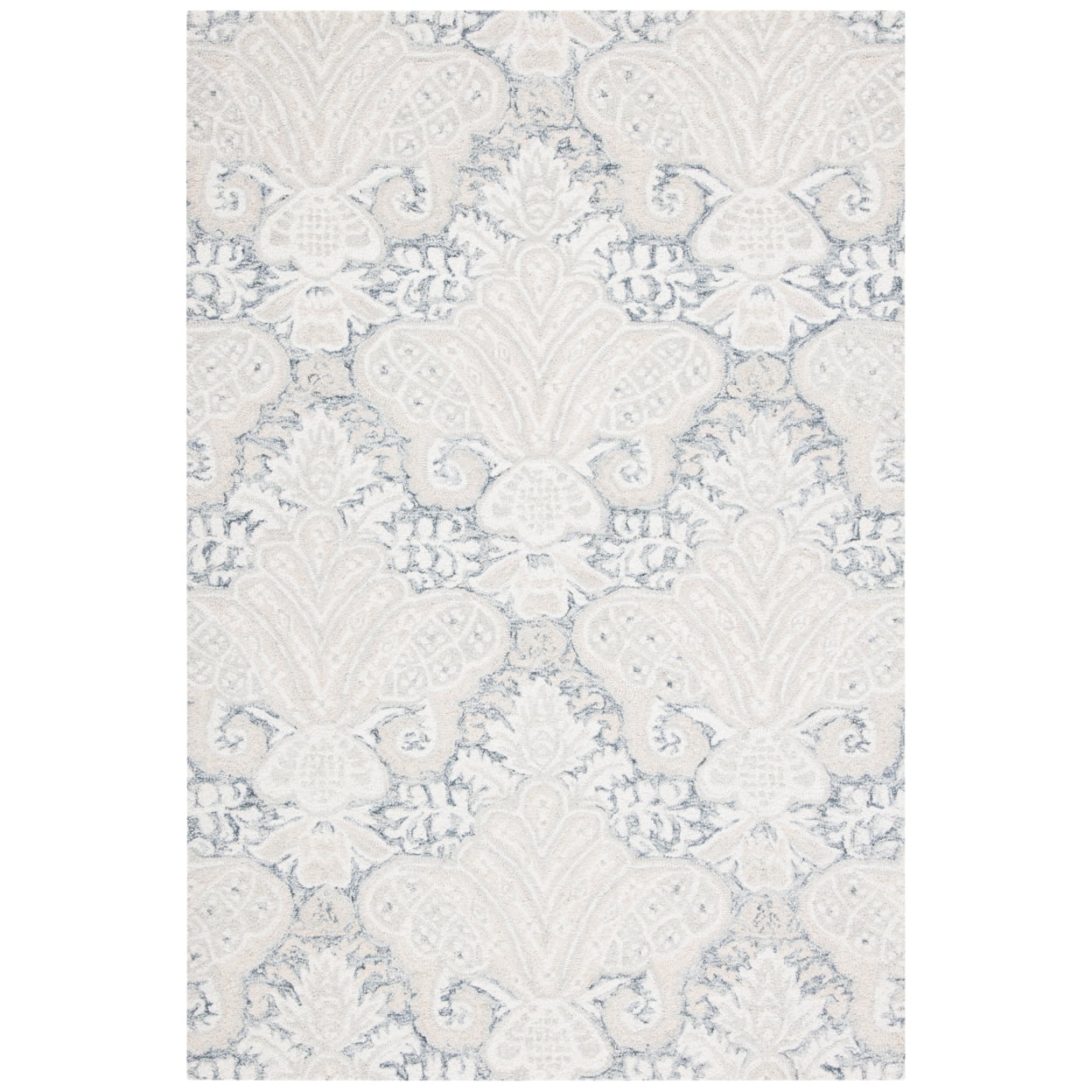 SAFAVIEH Micro-Loop Deziree Floral Runner Rug, Charcoal/Ivory, 2'3" x 5'