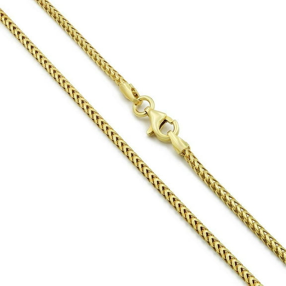 14K Yellow Gold 1.5mm Solid Franco Chain, FREE Microfiber Cloth, Square Box Link Mens Womens Necklace, Giorgio Bergamo