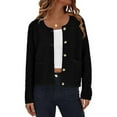 thumbnail image 2 of BiZtdJrK Cardigan Sweaters for Women Knit Long Sleeve Open Front Cardigans Button Up Fashion Cropped Sweater Fall Outwear with Pockets Black M, 2 of 5