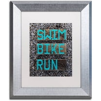 Trademark Fine Art 'The Triathlete' Canvas Art by Nicole Dietz, White Matte, Silver Frame