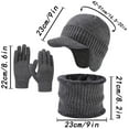 thumbnail image 2 of PuSpu Men's Thick Warm Knitted Hat Scarf Gloves Three Piece Set Outdoor Commuting With Fleece And Warm Touch Screen Gloves, 2 of 2