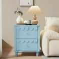 thumbnail image 6 of Anbuy Blue Nightstand Set of 2 with Petal Pattern, Modern Night Stand Set 2 with 2 Drawers for Bedroom, Side End Table Scalloped Bedside Night Tables with Solid Wood Legs, 6 of 8