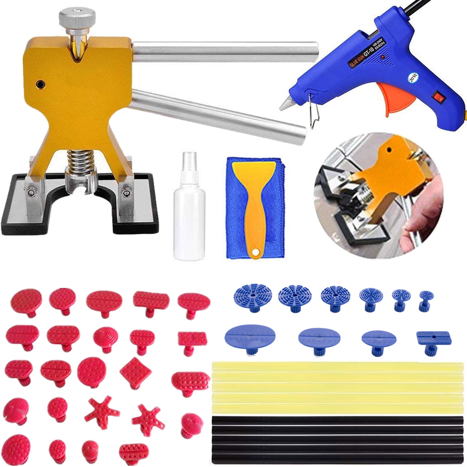 Auto Body Dent Repair Tools Paintless Dent Removal Tools Dent Lifter Glue Sticks Glue Gun