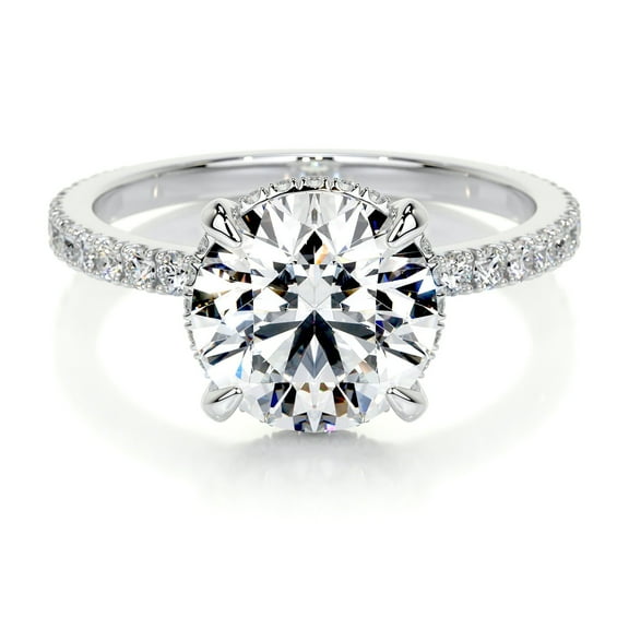 Edge Jewel 2.2 Ct Cushion Cut Hidden Halo Luxurious Two Eternity Ring – Lab-Created Simulated Diamonds in 14K White Gold Plated – Women’s Ring for Special Occasions