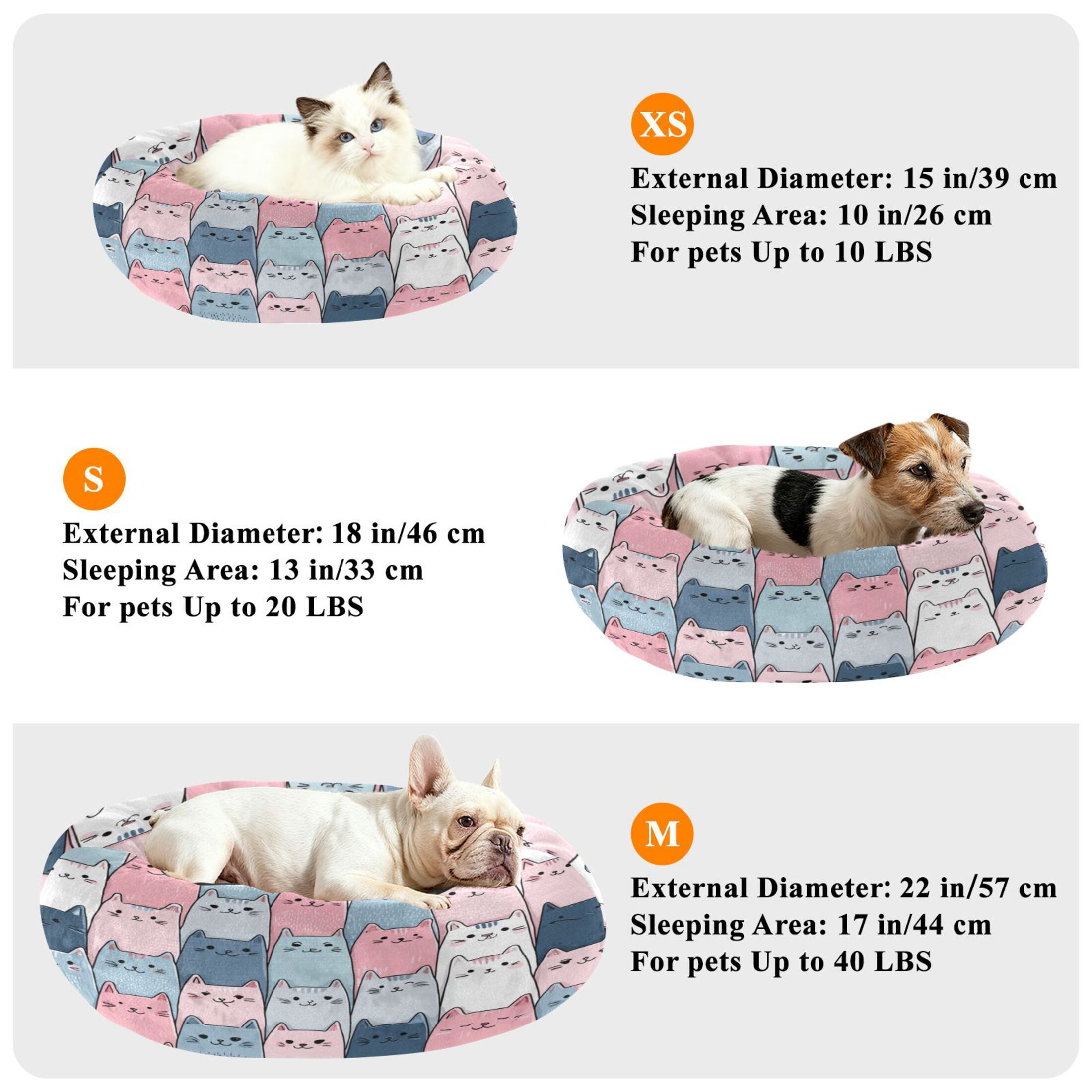 Iauyy Pet Couch Donut Cat Bed for Indoor Cats/Small Dogs Washable & Machine with Non-slip Bottom Calming Cat Furniture, Simple Sketch Of A Cat (S)