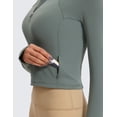 thumbnail image 5 of CRZ YOGA Women's Butterluxe Long Sleeve Workout Shirts Zip Sweatshirt Athletic Crop Tops Collared T-shirts, 5 of 6