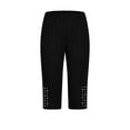 thumbnail image 5 of DDAPJ pyju Knee Length Leggings for Women High Waisted Rhinestone Leggings Slim Fit Stretch Running Yoga Crop Pants Prime Sales Today Black L, 5 of 6