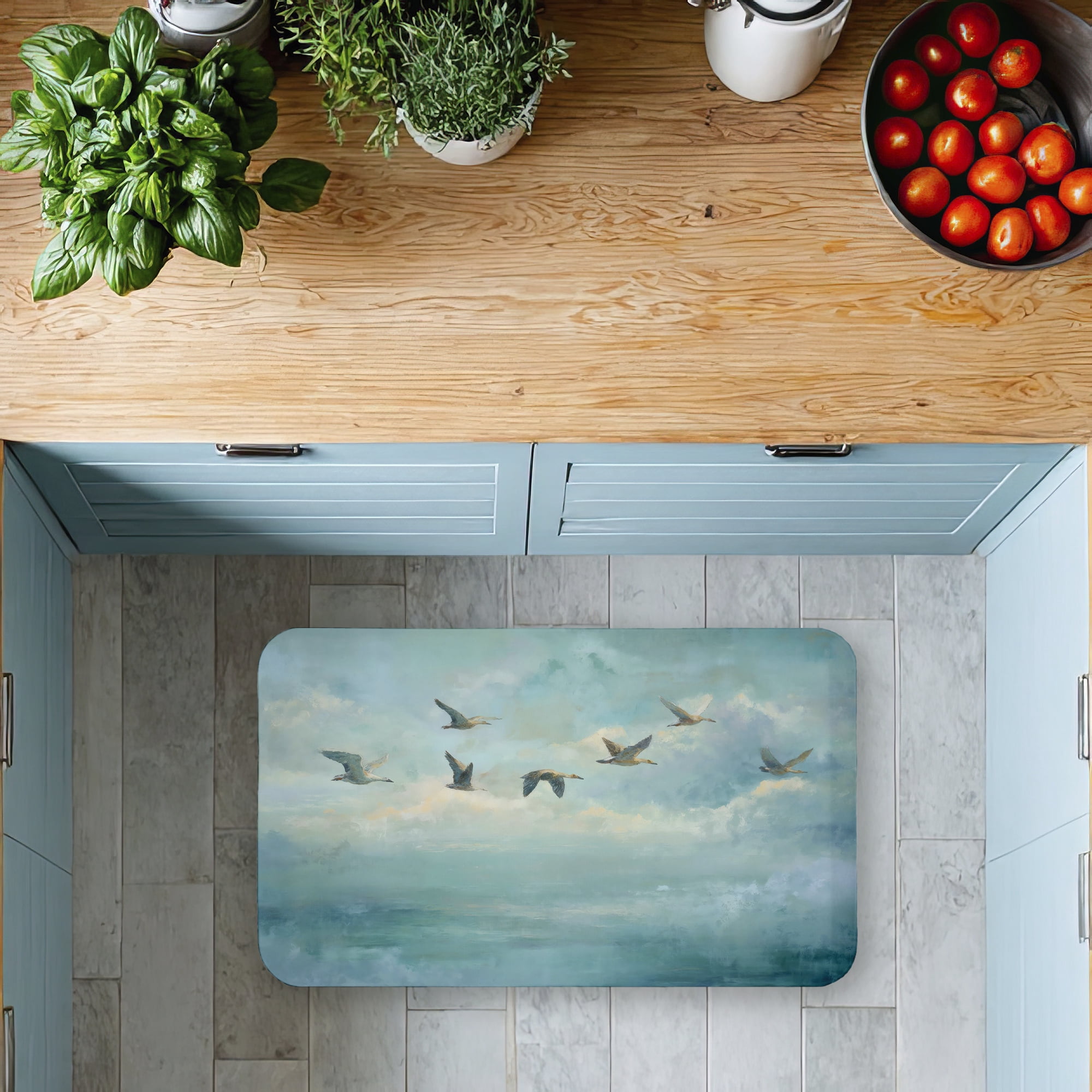 Stupell Industries Blue Skies & Flock of Geese Printed Anti-Fatigue Floor Mat, design by Petals Prints Design