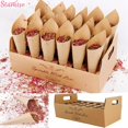 thumbnail image 2 of Bandeja de papel Kraft para boda, soporte de cono de confeti, bandeja, decoración rústica para boda, conos de confeti para boda, juego de conos para boda, suministro Tan Jianjun unisex, 2 of 2