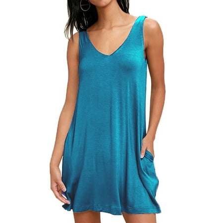 Just For Kix - Women Casual Solid Color Loose Sleeveless Beach Tank Top ...