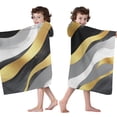 thumbnail image 4 of Gray and Gold Marble Ink Waves Pattern Hooded Bath Towel，50"x30" for Ages 3 To 12 Kids, Quick Dry Lightweight Soft Microfiber Hood Beach Towel Cover Up for Kids, 4 of 7