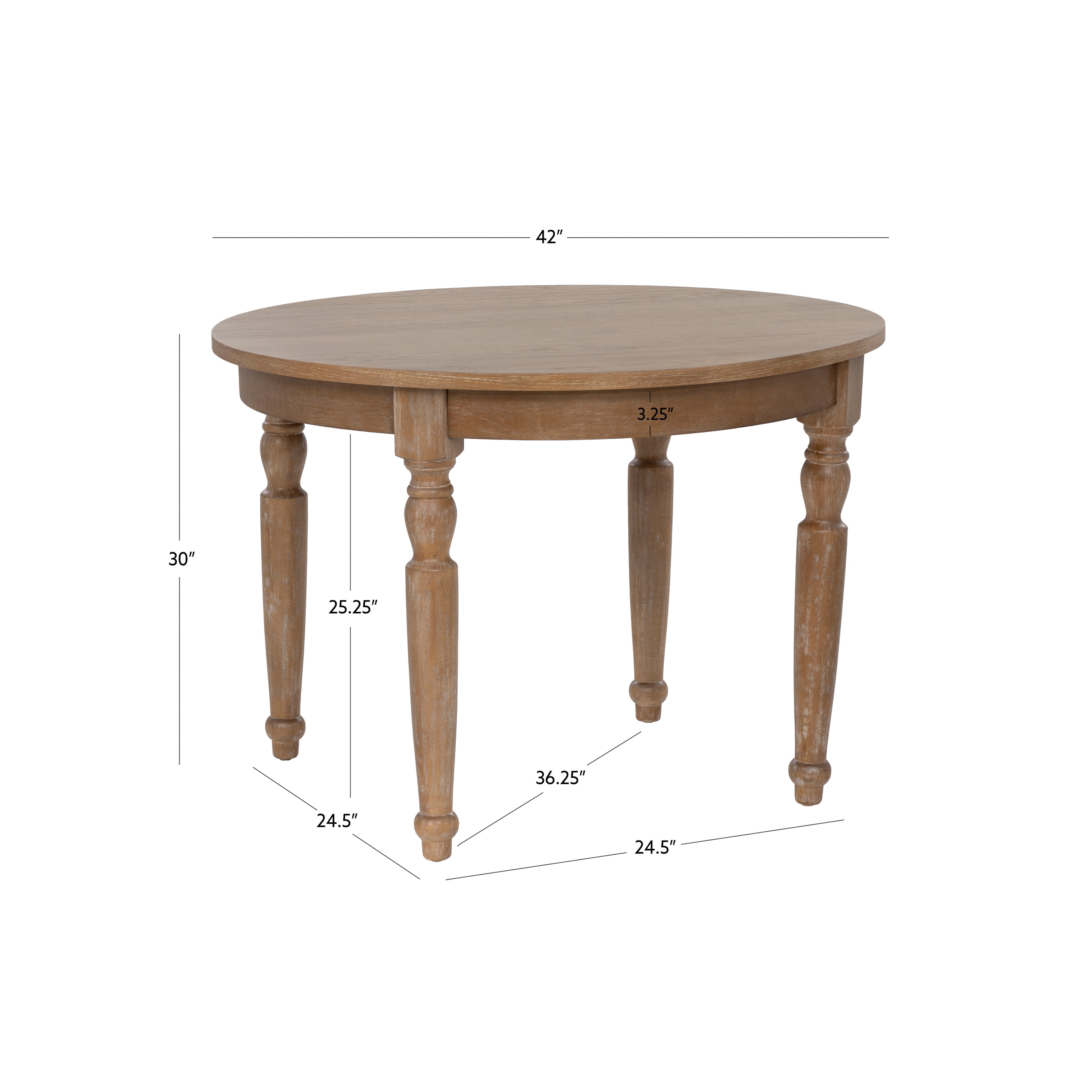 Linon Anthem 42" Round Rustic Dining Table with Turned Legs
