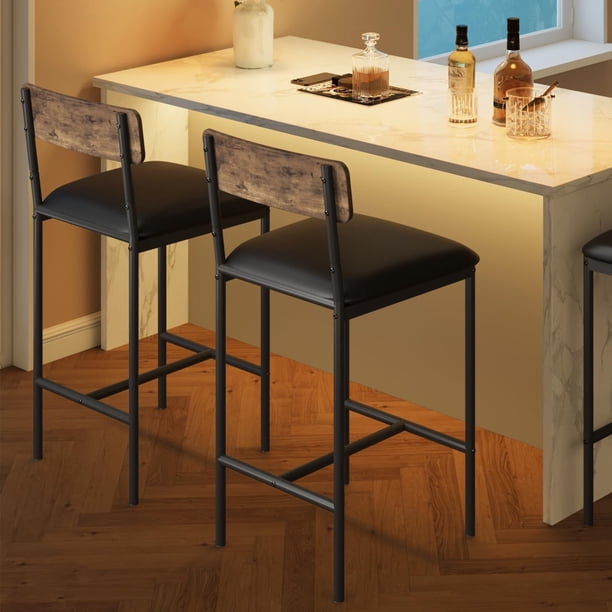 Yeshouse juego de 2 taburetes de bar Sunvasagoo, altura de mostrador de 65 cm, con cojín grueso y reposapiés, ideales para cocina, isla o barra, cómodos y modernos