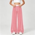 thumbnail image 2 of Tigivemen Baggy Sweatpants Wide Leg Pants Teen Girl Clothes High Waisted Drawstring Sweatpant Outdoor Hiking Pant Pink,4-5 Years, 2 of 6