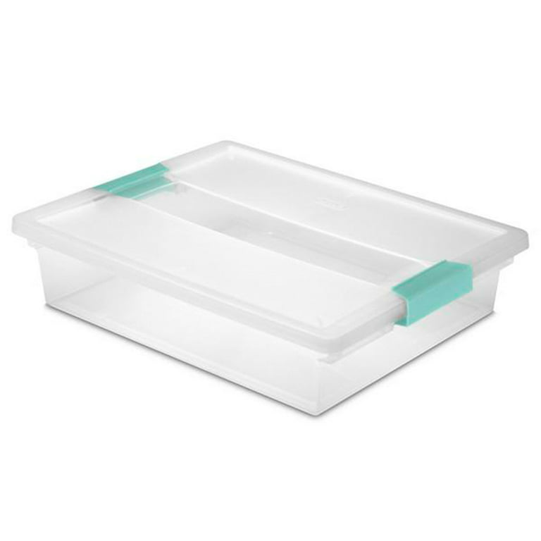 Sterilite Large Plastic File Clip Box Storage Tote Container with Lid (12 Pack), Clear