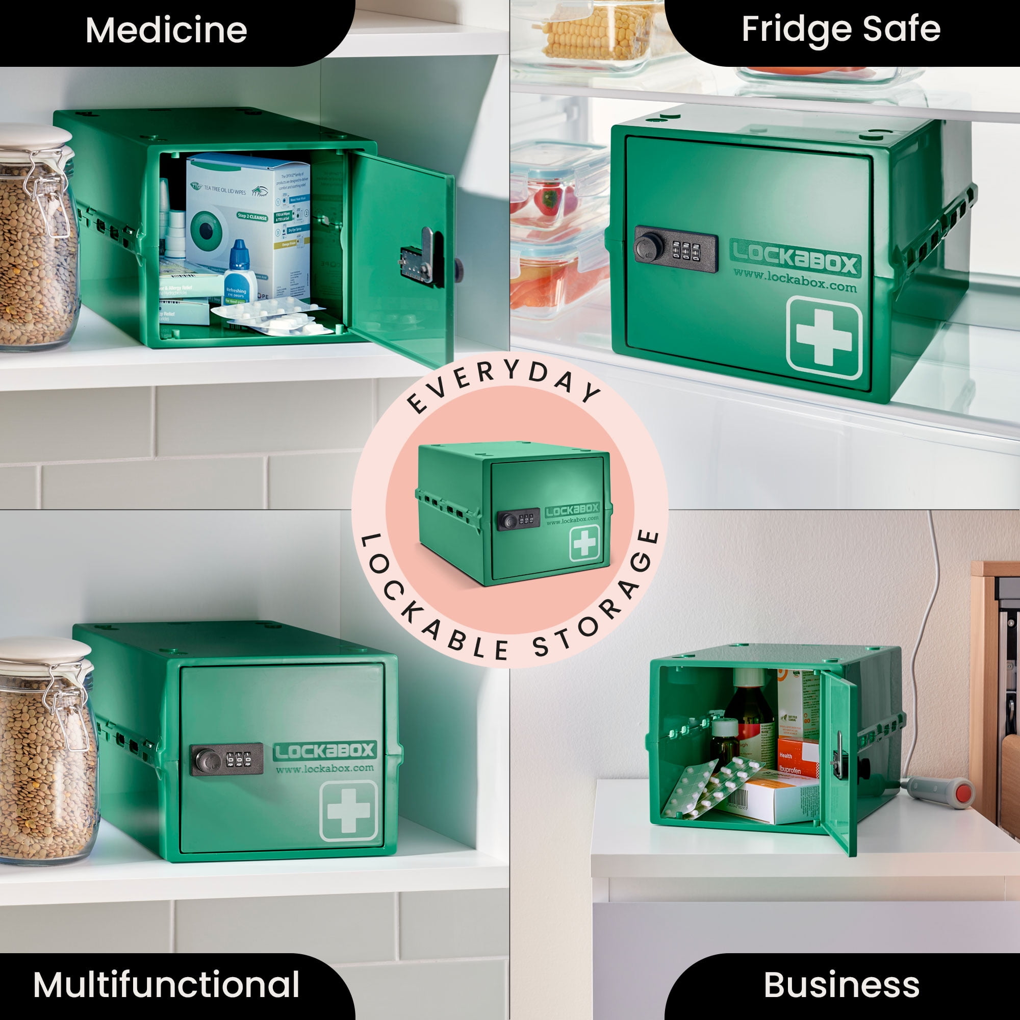 Lockabox One™ Medi Green | Premium Lockable Medicine Box | 10 Litre Combination Lock Box For Food, Medicine & Home Safety | BPA-Safe