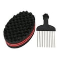 thumbnail image 2 of Afro Twist Pick Comb and Sponge Set, Steel Metal Afro Hair Pick Comb  for Barber Shop, 2 of 8