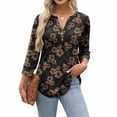 thumbnail image 3 of Ronuti Womens T-shirts 3/4 Sleeve Henley Tops for Women Ladies Premium Printed T-shirt Solid color Tops, 3 of 8