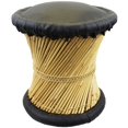 thumbnail image 1 of Natural Geo Moray Accent Stool - Faux Leather Black, 1 of 5