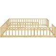 thumbnail image 5 of Natural Double Twin Floor Bed With Guardrails - Stable Pine Wood Construction For Compact Rooms Size Fence And Practical, 5 of 7