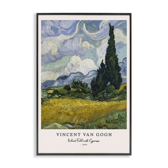 Stupell Industries Transitional Classic Wheat Fields with Cypresses Black Framed Giclee Art, 12 x 18, by Vintage Hustle