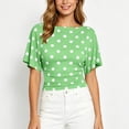 thumbnail image 7 of Zpzdpjkx Women's Polka Dots Boat Neck Short Sleeve Top, Back Tie Waist Ruched Slim Fit Casual Blouse, 7 of 7