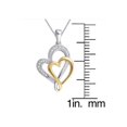 thumbnail image 2 of Elegant 0.03 Carat Two Tone Double Heart Diamond Necklace In 14K White Gold Plated, 2 of 3