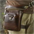 thumbnail image 4 of Le'aokuu Mens Genuine Leather Motorcycle Waist Pack Messenger Shoulder Drop Leg Bag, 4 of 4