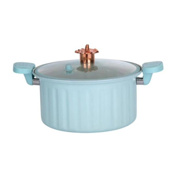 Olla de cocina a presión micro antiadherente, fácil de limpiar, con tapa, multicocina azul