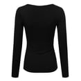 thumbnail image 4 of Women's Button V-neck Slim Cut Henley Long Sleeve City BLACK 1X Plus Size, 4 of 4