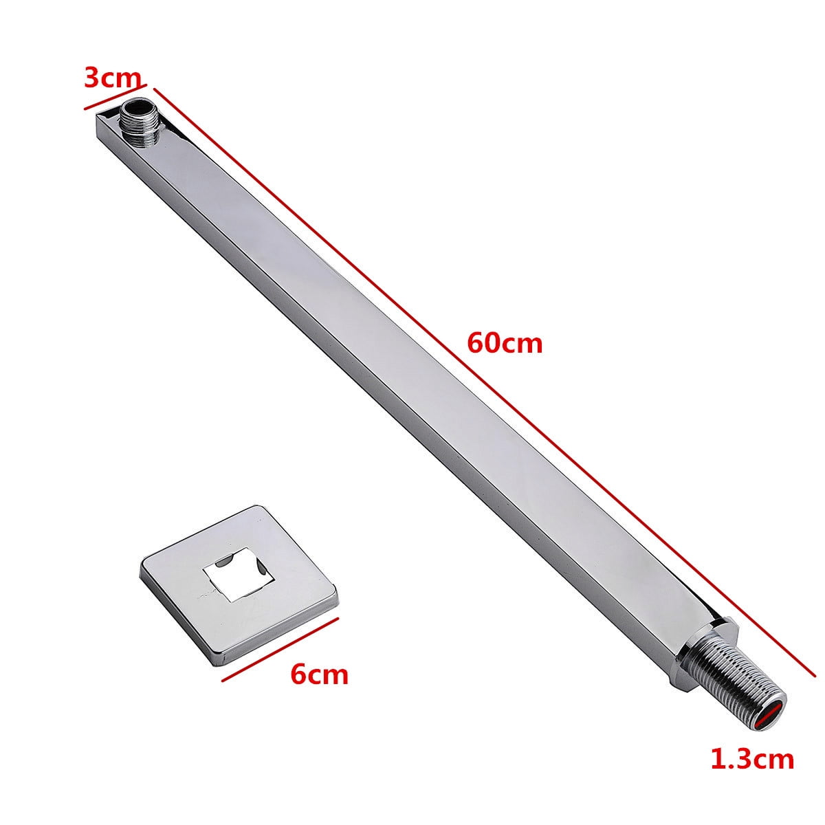 60cm 24" Square Chrome Wall Mounted Shower Extension Arm For Rain Shower Head
