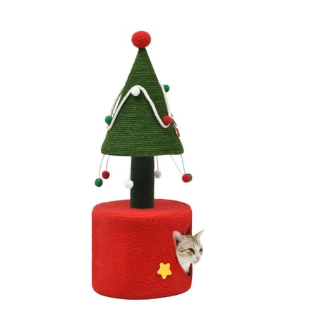 LYYHTY Portable Cat House Christmas Tree - Indoor Large Kitty Condo with Solid Wood & Sisal, Festive Design for Kittens to Adult Cats​