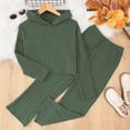 thumbnail image 3 of Girls Clothes Summer Girls 2 Piece Outfit Knit Pullover Long Sleeve Hooded Sweatshirt And Sweatpants Clothing Sets Green, 13-14 Years, 3 of 3