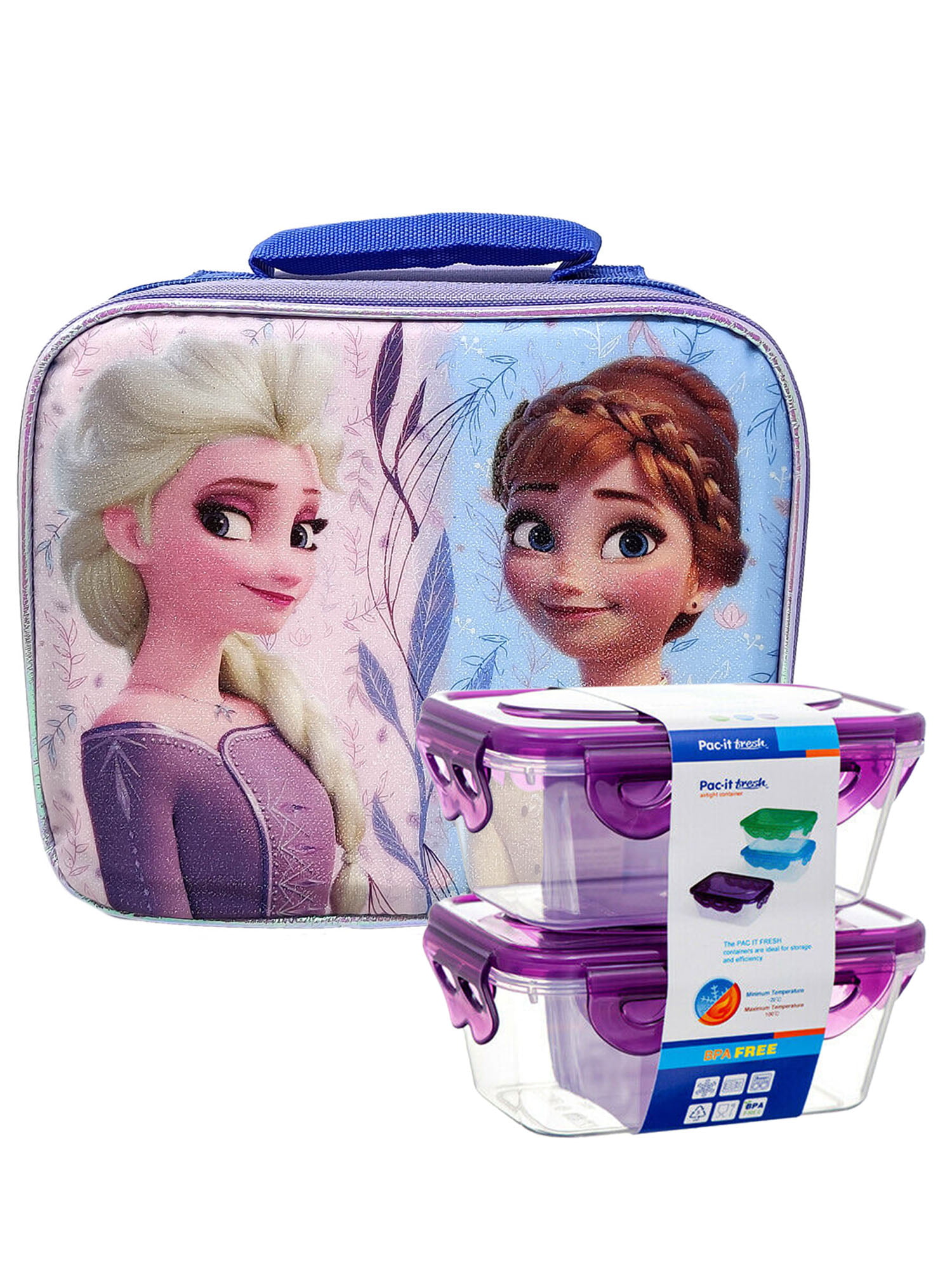 FROZEN ELSA & ANNA INSULATED SCHOOL NURSERY LUNCH SANDWICH BAG BOX BLUE/PINK NEW 