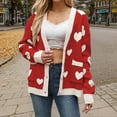 thumbnail image 4 of Heart Sweaters for Women In Red Long Sleeve Elegant Long Knitted Shirt Loose Sweater Cardigan Jacket Sweater Jacket, 4 of 5